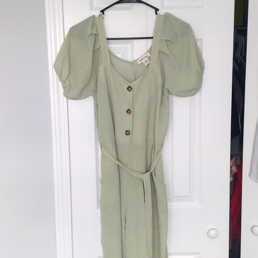 Light green polka-dot jumpsuit